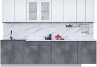 Готовая кухня Интерлиния Мила 30 (белый платинум/бетон портленд/белый гранит)