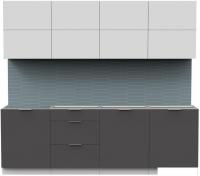 Готовая кухня Интермебель Микс Топ-38 2.4м без столешницы (белый премиум/графит серый)