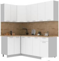Готовая кухня Интерлиния Мила Лайт 1.2x2.1 (белый платинум/белый платинум/дуб бунратти)