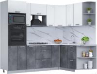 Готовая кухня Интерлиния Мила Лайт 1.68x2.4 правая (белый платинум/бетон портленд/белый гранит)