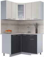 Готовая кухня Интерлиния Мила 12x13 (персидский жемчуг-антрацит-травертин серый)