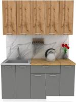 Готовая кухня ЭлиГард Lion 1.5 (дуб натуральный/дымчатый алмаз/дуб бунратти)