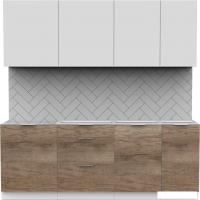 Готовая кухня Интермебель Микс Топ-6 2.1м без столешницы (белый премиум/дуб каньон)