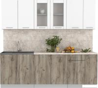 Готовая кухня Интерлиния Мила 23 (белый платинум/дуб серый/малага)