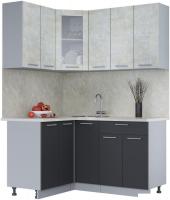 Готовая кухня Интерлиния Мила 12x15 (бетон лайт-антрацит-опал светлый)