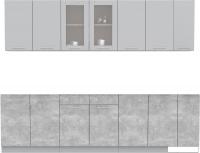Готовая кухня Интерлиния Мила 27 без столешницы (серебристый/бетон)