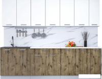 Готовая кухня Интерлиния Мила Лайт 2.7 (белый платинум/дуб веллингтон/белый гранит)