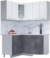 Готовая кухня Интерлиния Мила 12x15 (белый платинум/бетон портленд/белый гранит)