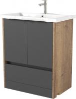 Дабер Тумба под умывальник 017 Cersanit Como 70 Т17.7С.0.22Ч (дуб галифакс/серый/ручка черная)