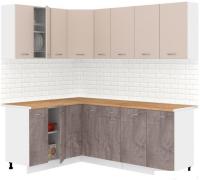 Готовая кухня Кортекс-мебель Корнелия Лира 1.5x2.1 (капучино/оникс/дуб бунратти)