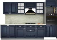 Готовая кухня Интерлиния Мила Деко 3.0 (индиго/индиго/опал светлый)