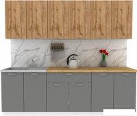 Готовая кухня ЭлиГард Lion 2.4 (дуб натуральный/дымчатый алмаз/дуб бунратти)
