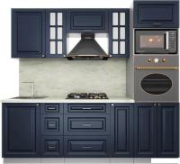 Готовая кухня Интерлиния Мила Деко 2.3 (индиго/индиго/опал светлый)