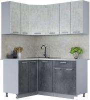 Готовая кухня Интерлиния Мила Лайт 1.2x1.6 (бетон лайт/бетон портленд/опал светлый)