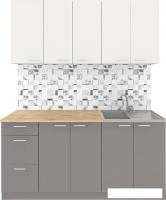 Готовая кухня Агута Альфа 1.6/60 (глиняный серый/сатин/дуб бунратти)