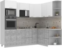 Готовая кухня Интерлиния Мила Лайт 1.68x2.4 правая (белый платинум/бетон/бискайская сосна)