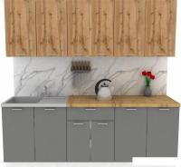 Готовая кухня ЭлиГард Lion 2.2 (дуб натуральный/дымчатый алмаз/дуб бунратти)