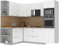 Готовая кухня Интерлиния Мила Лайт 1.68x2.4 левая (белый платинум/белый платинум/дуб бунратти)