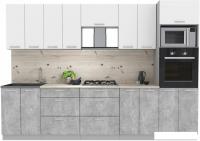 Готовая кухня Интерлиния Мила Лайт 3.0 ВТ (белый платинум/бетон/бискайская сосна)