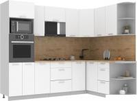 Готовая кухня Интерлиния Мила Лайт 1.68x2.6 правая (белый платинум/белый платинум/дуб бунратти)