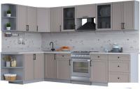 Готовая кухня Интерлиния Тренд 1.7x3.2 левая (луна/луна/бискайская сосна)