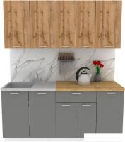 Готовая кухня ЭлиГард Lion 1.8 (дуб натуральный/дымчатый алмаз/дуб бунратти)