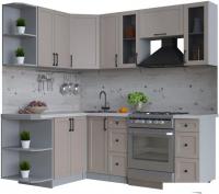 Готовая кухня Интерлиния Тренд 1.5x2.1 левая (луна/луна/бискайская сосна)