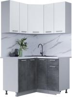 Готовая кухня Интерлиния Мила Лайт 1.2x1.2 (белый платинум/бетон портленд/белый гранит)