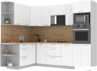 Готовая кухня Интерлиния Мила Лайт 1.68x2.6 левая (белый платинум/белый платинум/дуб бунратти)