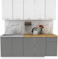 Готовая кухня ЭлиГард Lion 2.0 (белый структурный/дымчатый алмаз/дуб бунратти)