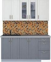 Готовая кухня Интерлиния Мила Крафт 1.6Б (дуб серый/дуб полярный/травертин серый)