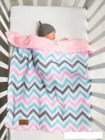 Плед Amarobaby Растем вместе. Зигзаг 85x95 (розовый/голубой)