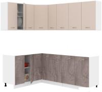 Готовая кухня Кортекс-мебель Корнелия Лира 1.5x2.1 без столешницы (капучино/оникс)