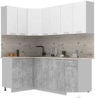 Готовая кухня Интерлиния Мила Лайт 1.2x2.1 (белый платинум/бетон/бискайская сосна)