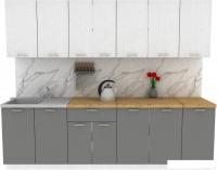 Готовая кухня ЭлиГард Lion 2.6 (белый структурный/дымчатый алмаз/дуб бунратти)