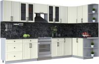 Готовая кухня Интерлиния Тренд 1.5x3.4 правая (белый/белый/кастилло темный)