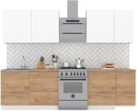 Готовая кухня Интермебель Микс Топ-7 2.2м (белый премиум/дуб крафт золотой/мрамор лацио белый)