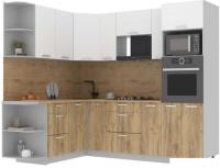 Готовая кухня Интерлиния Мила Лайт 1.68x2.4 левая (белый платинум/дуб золотой/дуб бунратти)