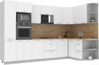 Готовая кухня Интерлиния Мила Лайт 1.68x3.2 правая (белый платинум/белый платинум/дуб бунратти)