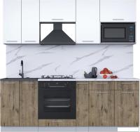 Готовая кухня Интерлиния Мила 2.2 ВТ (белый платинум/дуб веллингтон/белый гранит)