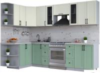 Готовая кухня Интерлиния Тренд 1.5x2.8 левая (мята/белый/бискайская сосна)