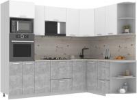 Готовая кухня Интерлиния Мила Лайт 1.68x2.6 правая (белый платинум/бетон/бискайская сосна)