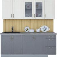 Готовая кухня Интерлиния Мила Крафт 2.0А (дуб серый/дуб полярный/травертин серый)