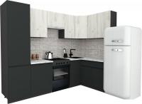 Готовая кухня ВерсоМебель Эко-8 1.4x2.7 правая (дуб крафт белый/антрацит/ст.мрамор итальянский)