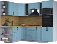 Готовая кухня Интерлиния Тренд 1.68x2.4 ВТ левая (океан/океан/дуб бунратти)