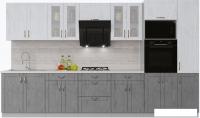 Готовая кухня Интерлиния Мила Крафт 3.6 (дуб серый/дуб полярный/травертин серый)