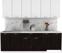 Готовая кухня ЭлиГард Lion 2.4 (белый структурный/дуб марбург/королевский опал)