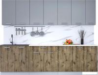 Готовая кухня Интерлиния Мила Лайт 2.7 (серебристый/дуб веллингтон/белый гранит)