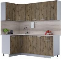 Готовая кухня Интерлиния Мила Лайт 1.2x2.1 (дуб веллингтон/дуб веллингтон/травертин серый)