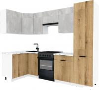 Готовая кухня ВерсоМебель Эко-2 1.2x2.7 левая (бетонный камень/дуб эвок прибрежный/ст.мрамор итальян
